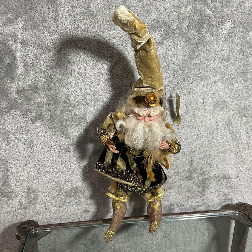 Mark Roberts winged Fairy Elf Shelf Sitter Ornament Christmas black gold green